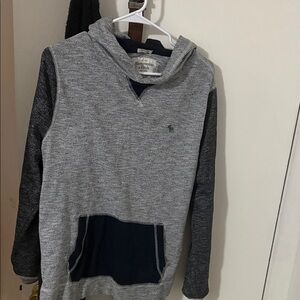 Abercrombie & Fitch Heather Gray Hoodie with Dark Navy Accents